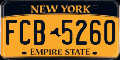 NY license plate FCB5260