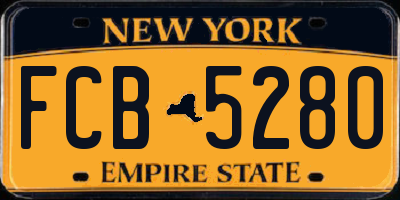 NY license plate FCB5280