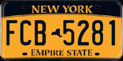 NY license plate FCB5281