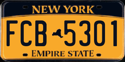 NY license plate FCB5301