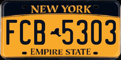 NY license plate FCB5303