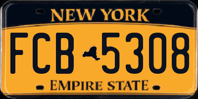 NY license plate FCB5308