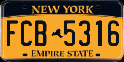 NY license plate FCB5316