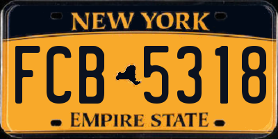 NY license plate FCB5318