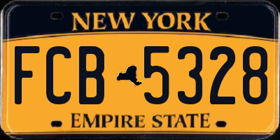 NY license plate FCB5328