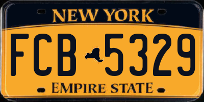 NY license plate FCB5329