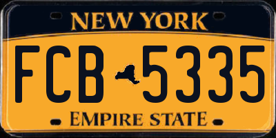 NY license plate FCB5335