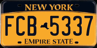 NY license plate FCB5337