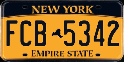 NY license plate FCB5342