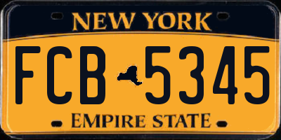 NY license plate FCB5345