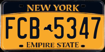 NY license plate FCB5347