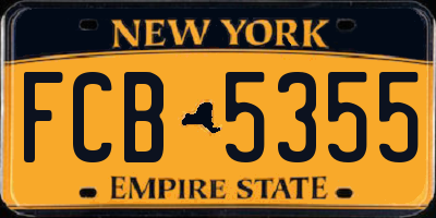 NY license plate FCB5355