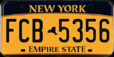 NY license plate FCB5356