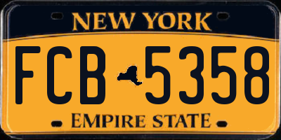 NY license plate FCB5358