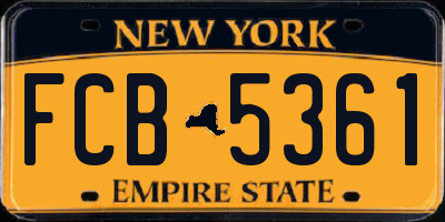 NY license plate FCB5361