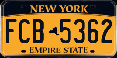 NY license plate FCB5362
