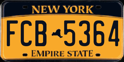 NY license plate FCB5364