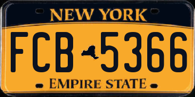 NY license plate FCB5366
