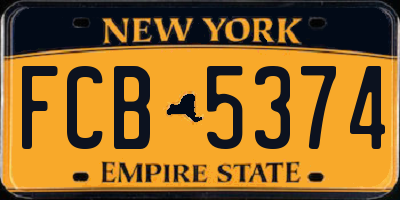 NY license plate FCB5374