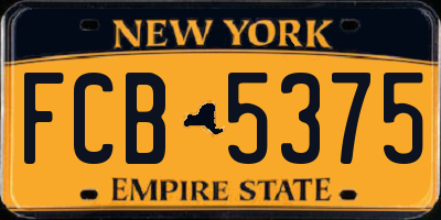 NY license plate FCB5375
