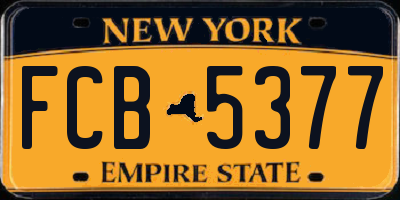 NY license plate FCB5377