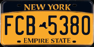 NY license plate FCB5380