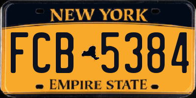 NY license plate FCB5384