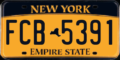 NY license plate FCB5391