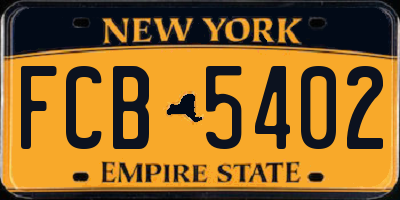NY license plate FCB5402