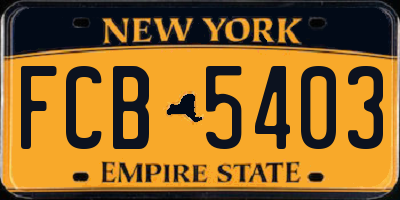 NY license plate FCB5403