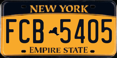 NY license plate FCB5405