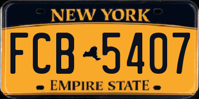 NY license plate FCB5407