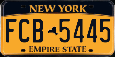 NY license plate FCB5445