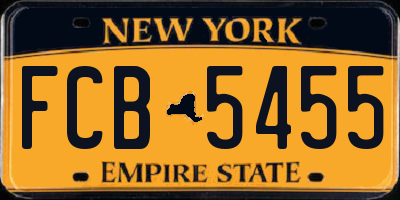 NY license plate FCB5455