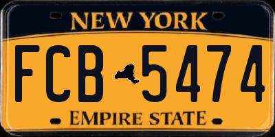NY license plate FCB5474
