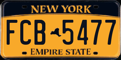 NY license plate FCB5477