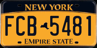 NY license plate FCB5481