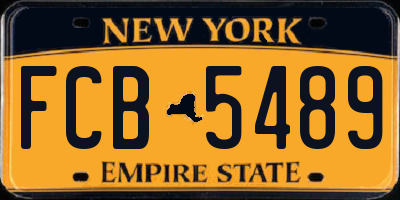 NY license plate FCB5489