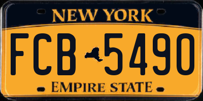 NY license plate FCB5490