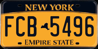 NY license plate FCB5496