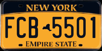 NY license plate FCB5501