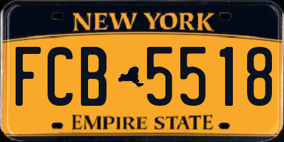 NY license plate FCB5518