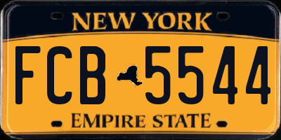 NY license plate FCB5544