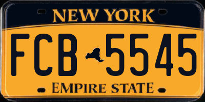 NY license plate FCB5545