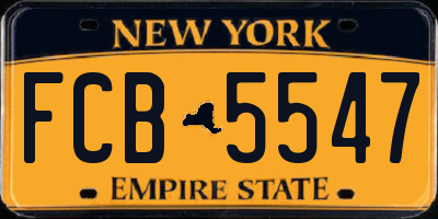 NY license plate FCB5547