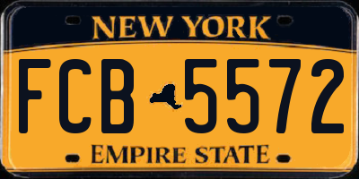 NY license plate FCB5572