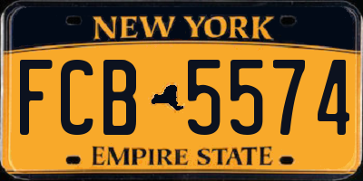 NY license plate FCB5574
