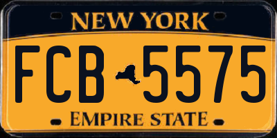 NY license plate FCB5575