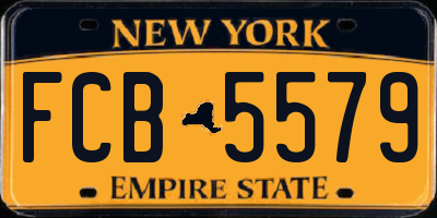 NY license plate FCB5579