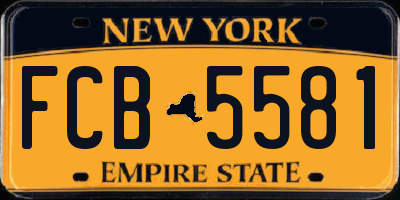NY license plate FCB5581